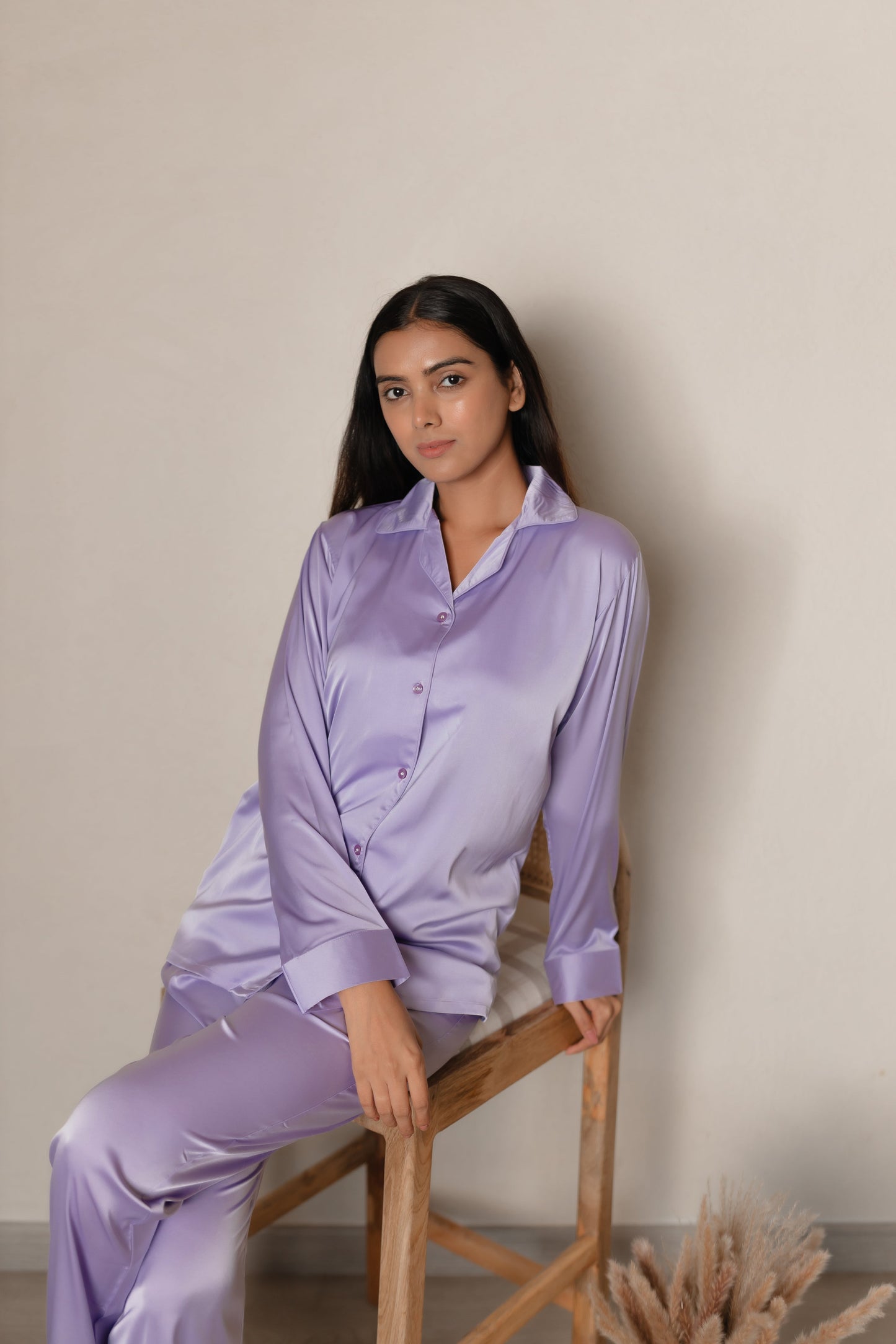 Soft Purple Luxe Satin PJ Set House of Comfort