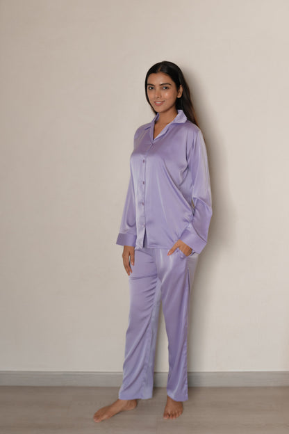 Soft Purple Luxe Satin PJ Set House of Comfort