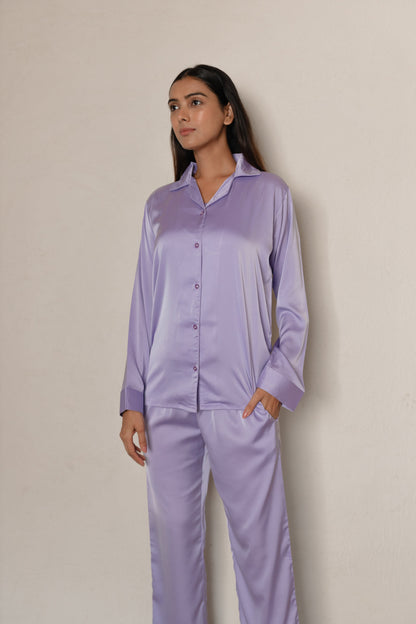 Soft Purple Luxe Satin PJ Set House of Comfort