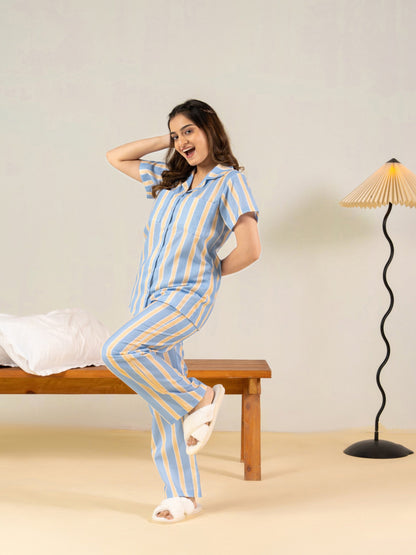 Sunny Stripes Braless PJ Set House of Comfort