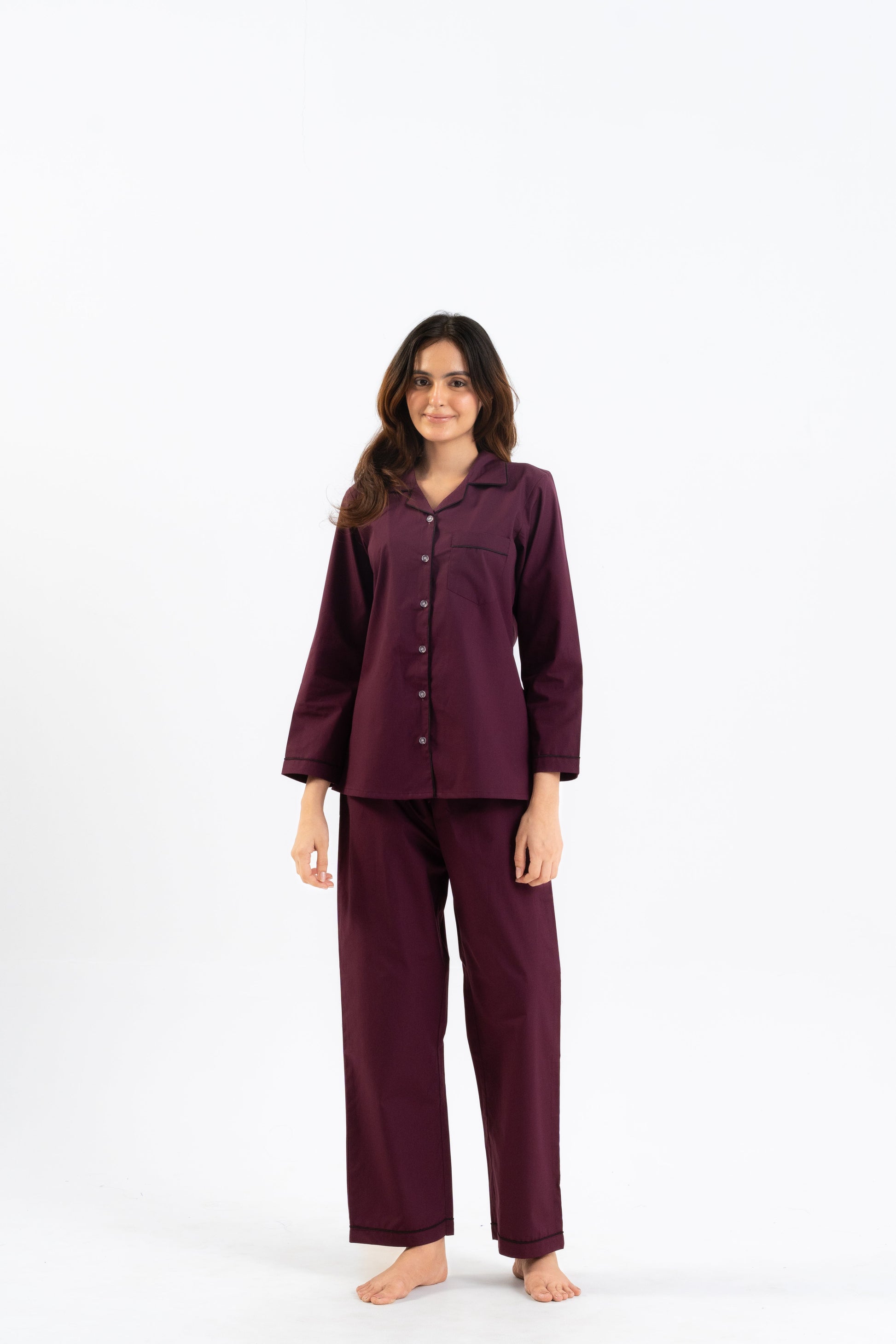 Maroon Cotton PJ Set House of Comfort