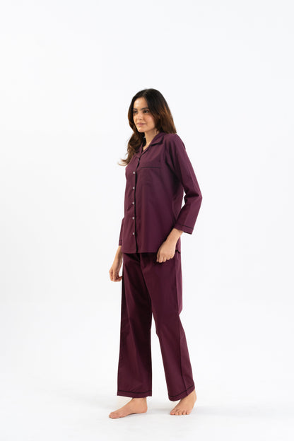 Maroon Cotton PJ Set House of Comfort