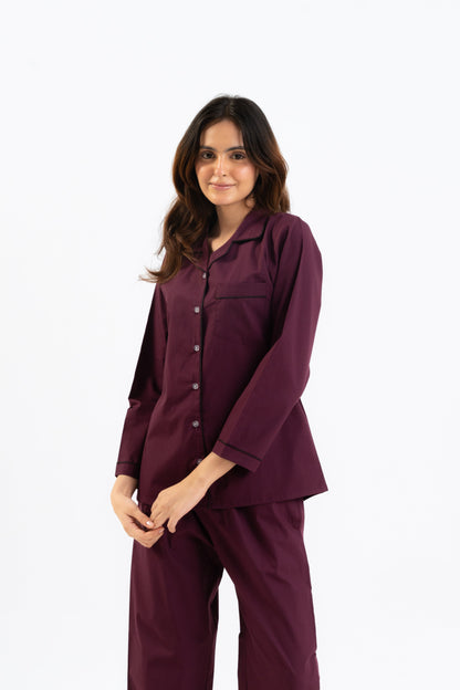 Maroon Cotton PJ Set House of Comfort