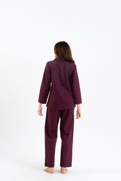 Maroon Cotton PJ Set House of Comfort