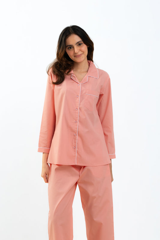 Peachy Pink Cotton PJ Set House of Comfort