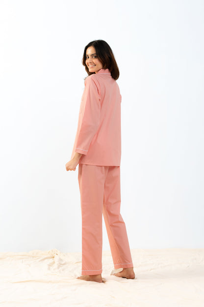 Peachy Pink Cotton PJ Set House of Comfort