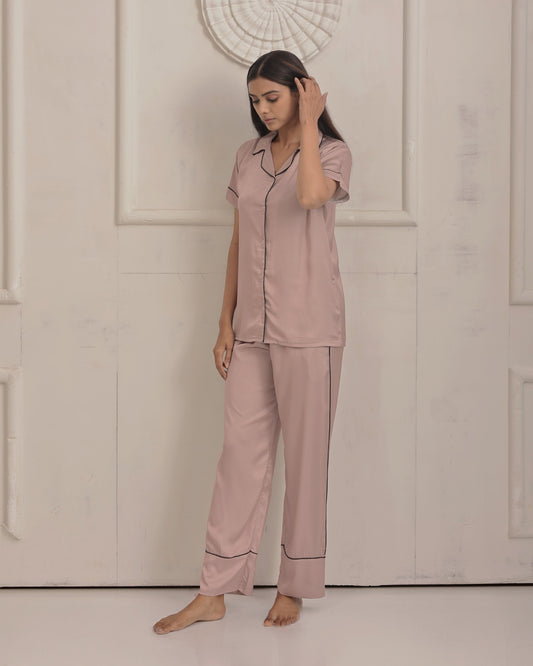 Tan Brown Half Sleeves PJ Set House of Comfort
