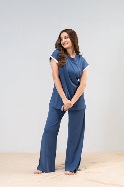True Blue Lycra PJ Set House of Comfort