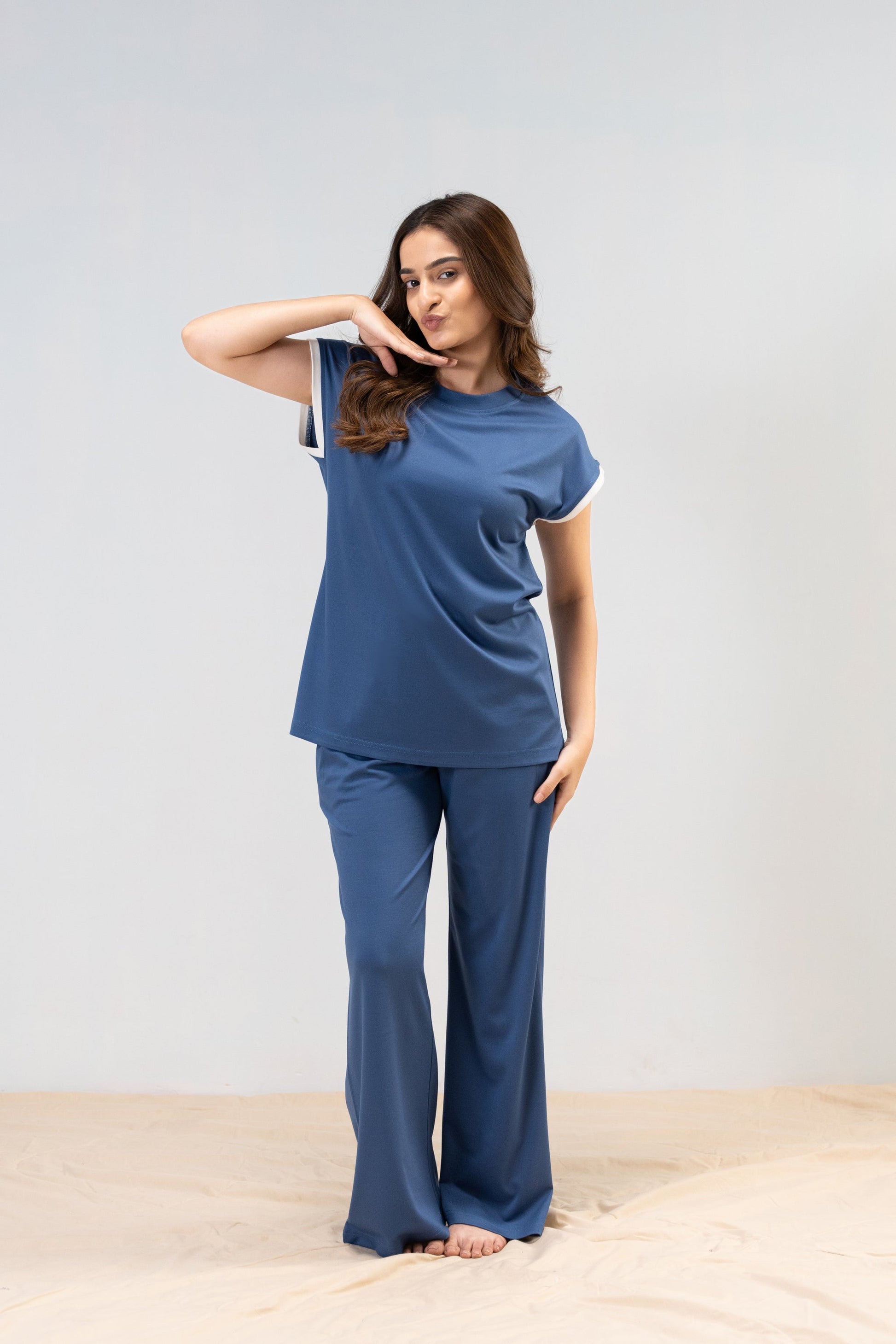 True Blue Lycra PJ Set House of Comfort