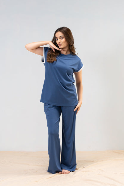 True Blue Lycra PJ Set House of Comfort