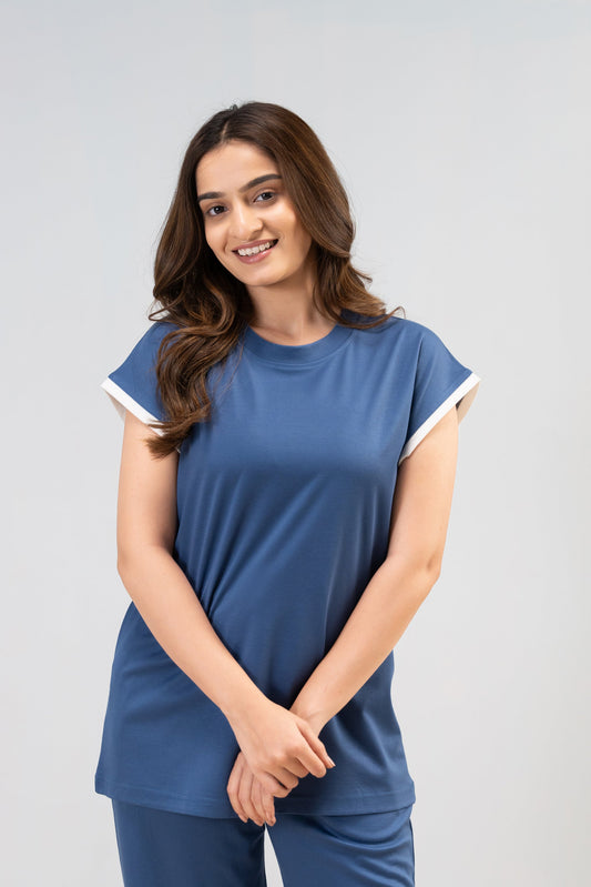 True Blue Lycra PJ Set House of Comfort