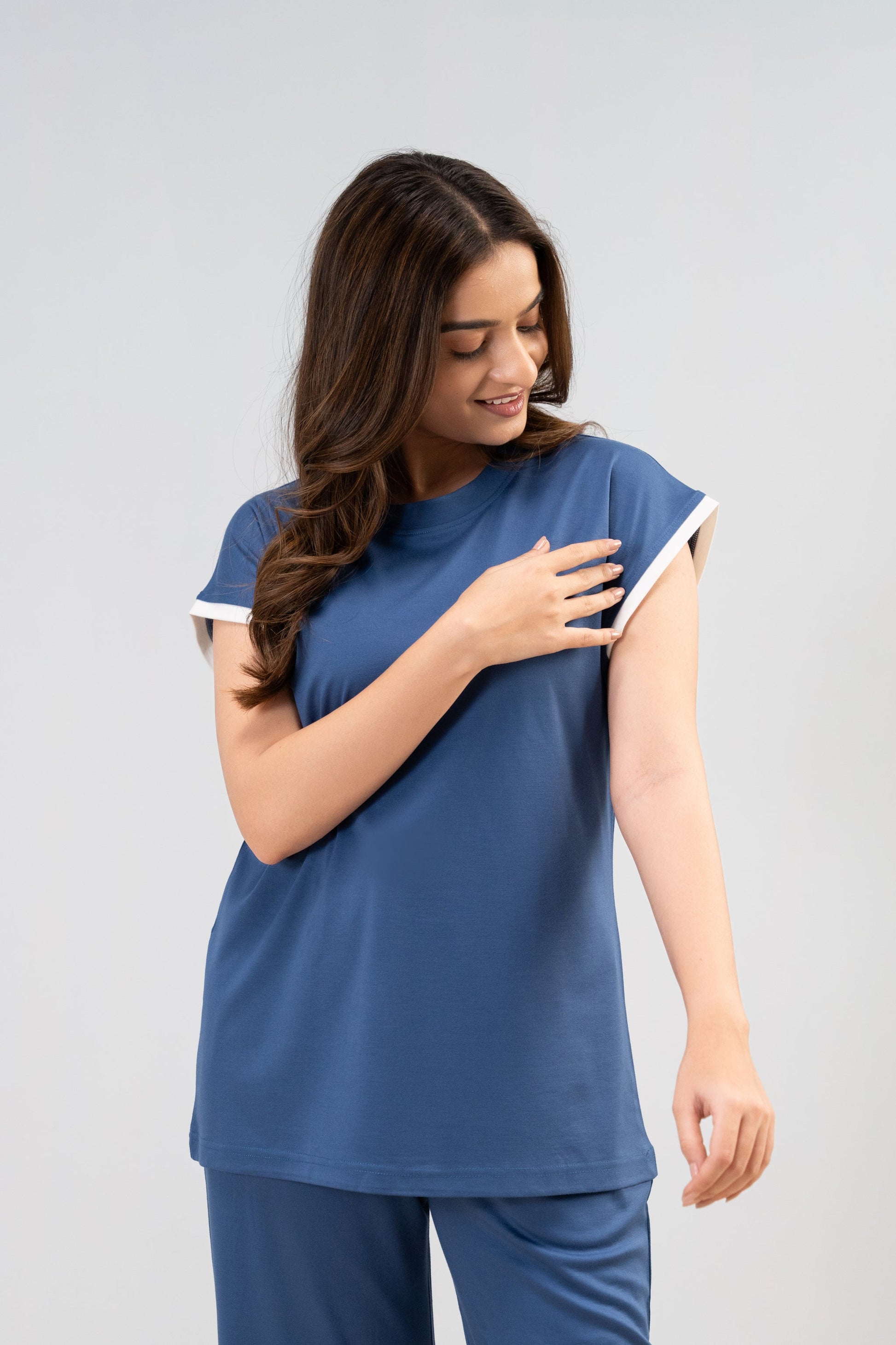 True Blue Lycra PJ Set House of Comfort