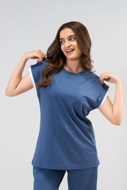 True Blue Lycra PJ Set House of Comfort