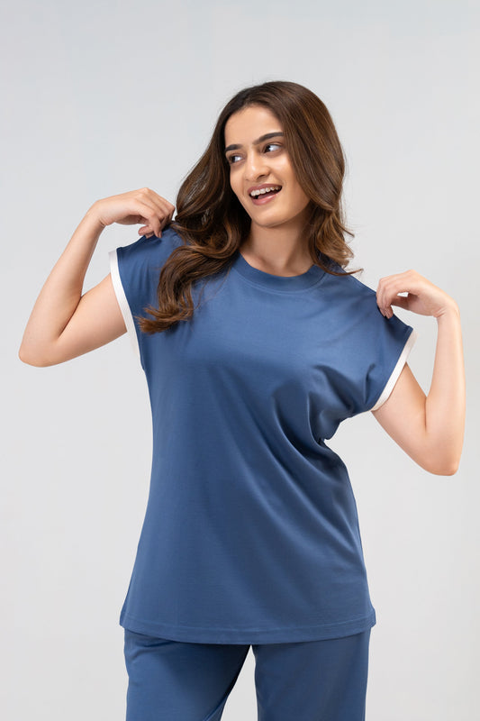 True Blue Lycra PJ Set House of Comfort