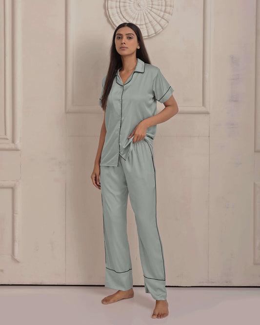 Winter Green Luxe Satin PJ Set House of Comfort
