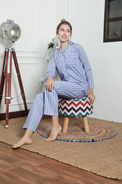 The Subtle Stripes Couple PJ Set- Female thehouseofcomfort