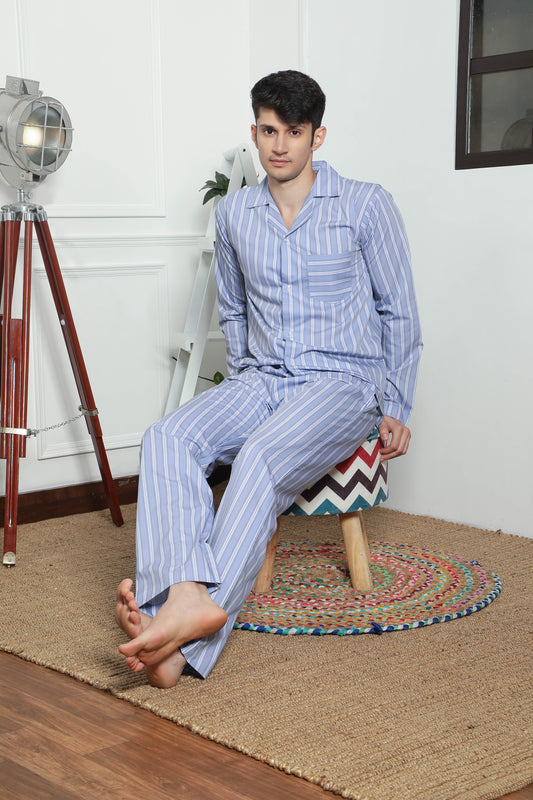 The Subtle Stripes Couple PJ Set- Male thehouseofcomfort