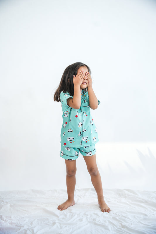 Cozy Penguin Printed Shorts Set thehouseofcomfort