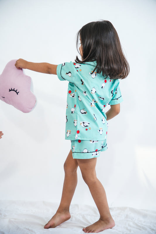 Cozy Penguin Printed Shorts Set thehouseofcomfort